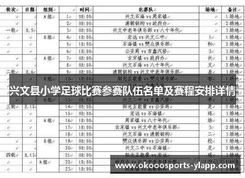 兴文县小学足球比赛参赛队伍名单及赛程安排详情